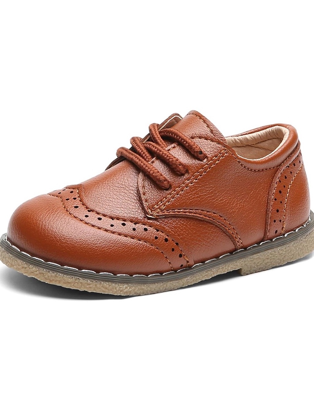 892. MG Baby Classic Oxford Leather Dress Shoes Toddler Size 8 Brown/Tan